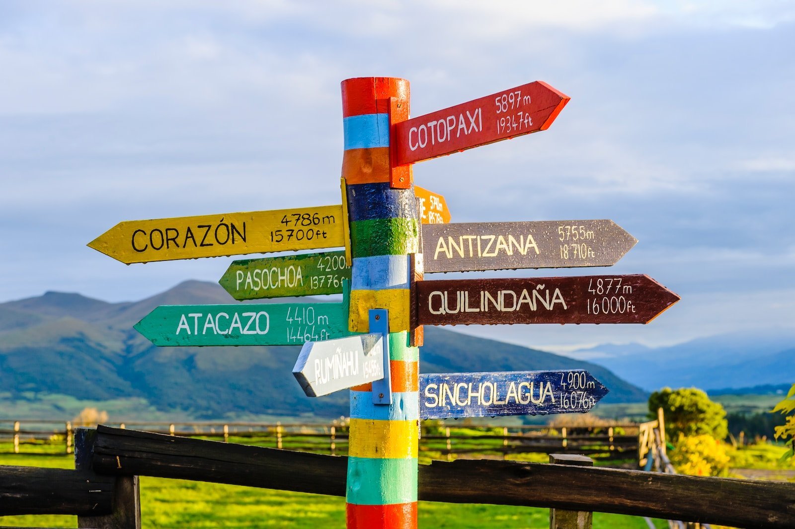 white red and green wooden street sign